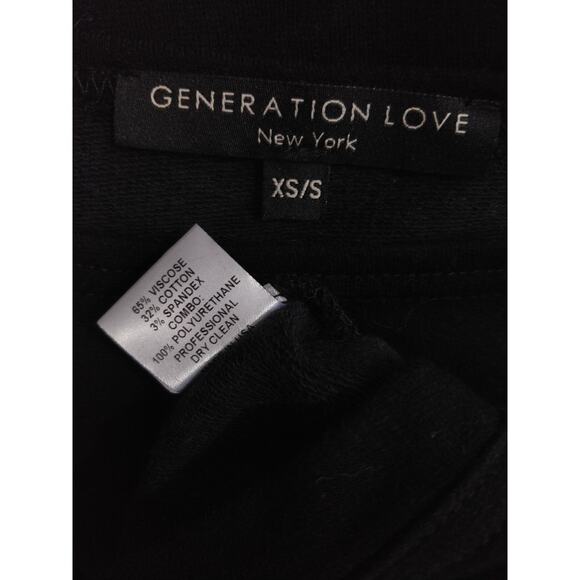 Generation Love New York Black Perforated Faux Leather Sleeve Sweater Size XS/S - Picture 13 of 13